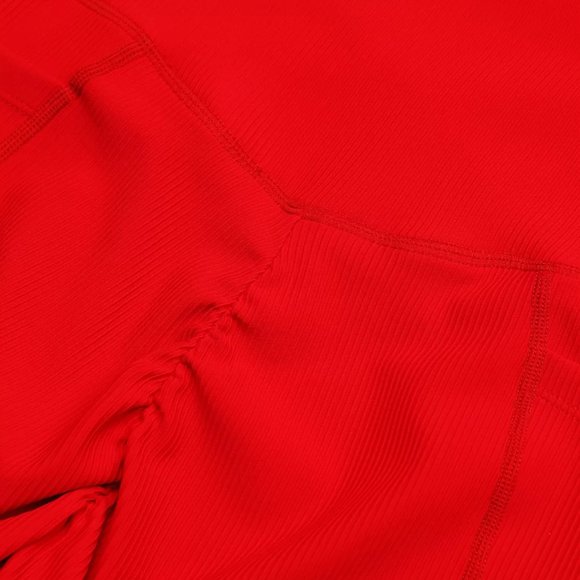 White Ribbed V line Pocket leggings high rise - Picture 8 of 16